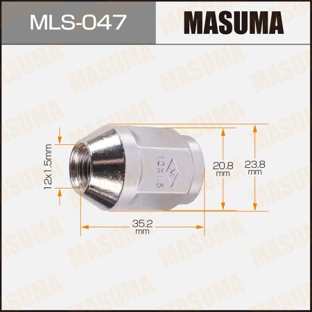 Wheel nut Masuma M12x1.5(R) size 21, MLS-047