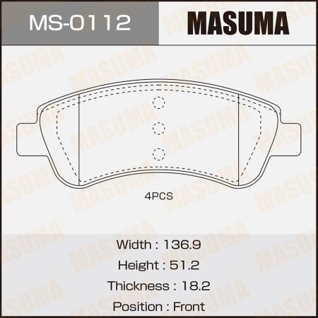 Brake pads Masuma, MS-0112