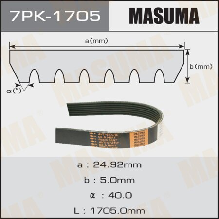 Drive V-Ribbed belt Masuma, 7PK-1705