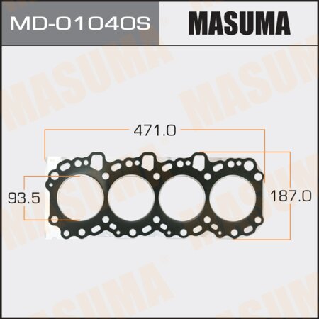 3-layer head gasket (metal-elastomer) Masuma, thickness 0,75mm, MD-01040S