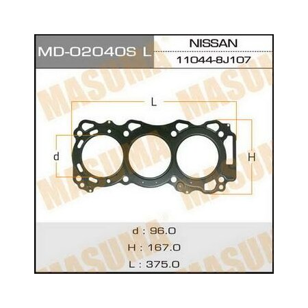 2-layer head gasket (metal-elastomer) Masuma, thickness 0,60mm, MD-02040SLH