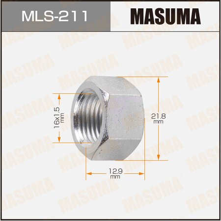 Wheel nut Masuma M 16x1.5(R) size 22 open-end, MLS-211