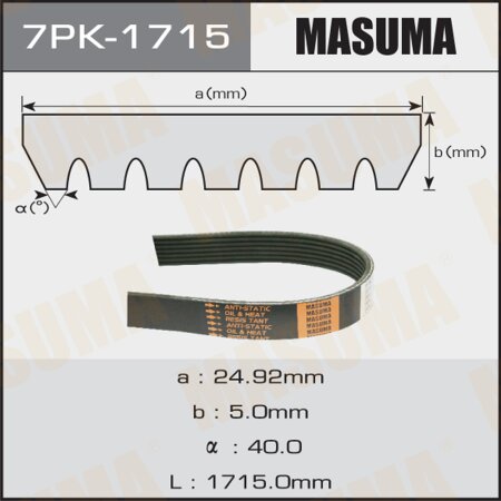 Drive V-Ribbed belt Masuma, 7PK-1715