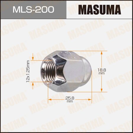 Wheel nut Masuma M 12x1.25(R) size 19, MLS-200