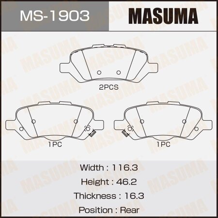 Brake pads Masuma, MS-1903