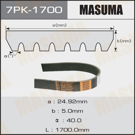 Drive V-Ribbed belt Masuma, 7PK-1700