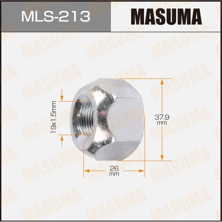 Wheel nut Masuma M19x1.5(L) size 38 open-end, MLS-213