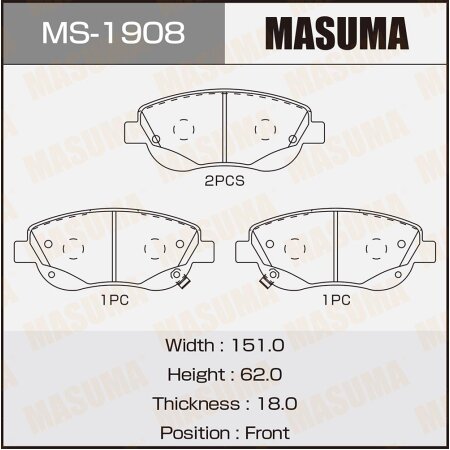 Brake pads Masuma, MS-1908