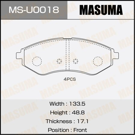 Brake pads Masuma, MS-U0018