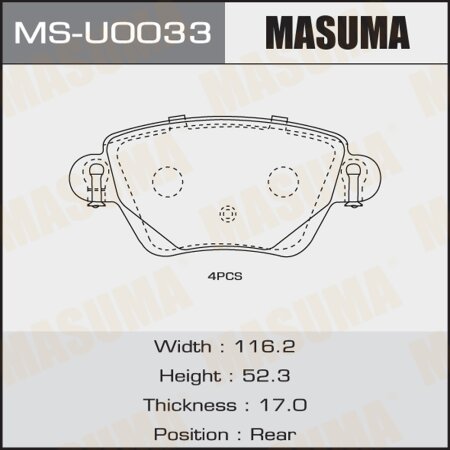 Brake pads Masuma, MS-U0033