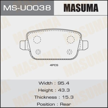 Brake pads Masuma, MS-U0038