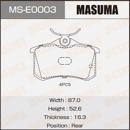 Brake pads Masuma, MS-E0003