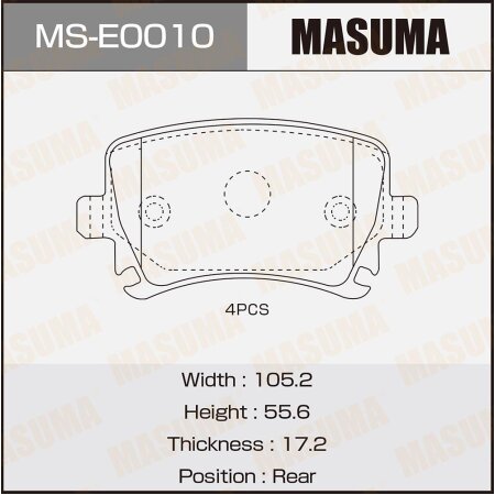 Brake pads Masuma, MS-E0010