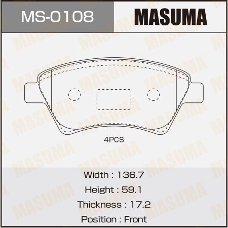 Brake pads Masuma, MS-0108