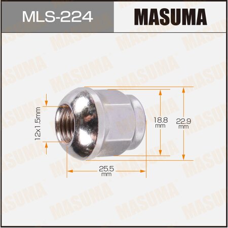 Wheel nut Masuma M12x1.5(R) size 19, MLS-224