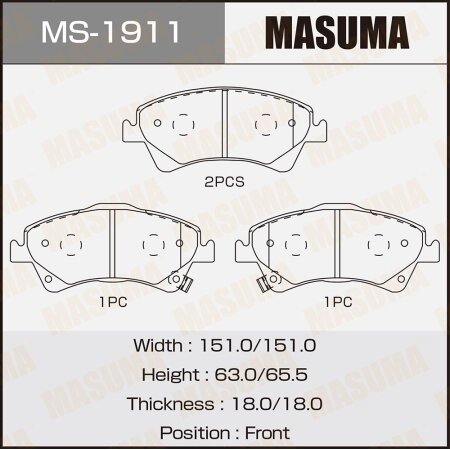 Brake pads Masuma, MS-1911