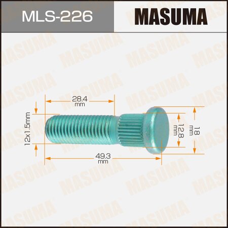 Wheel stud Masuma M12x1.5(R), MLS-226