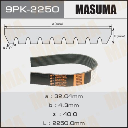 Drive V-Ribbed belt Masuma, 9PK-2250