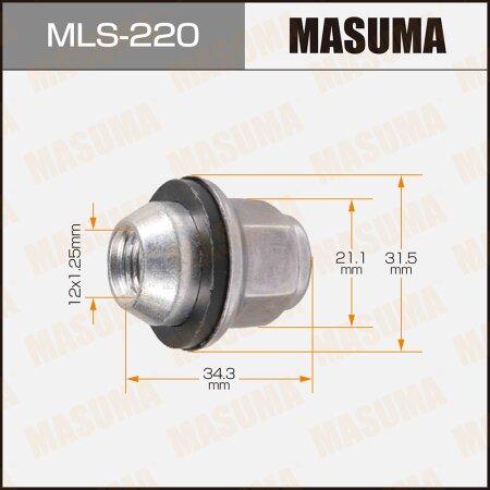 Wheel nut Masuma M12x1.25(R) size 21, MLS-220