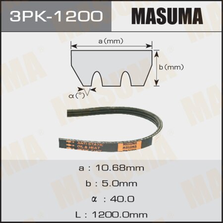 Drive V-Ribbed belt Masuma, 3PK-1200