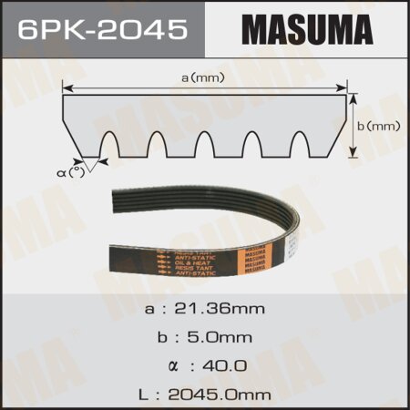 Drive V-Ribbed belt Masuma, 6PK-2045