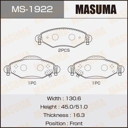 Brake pads Masuma, MS-1922