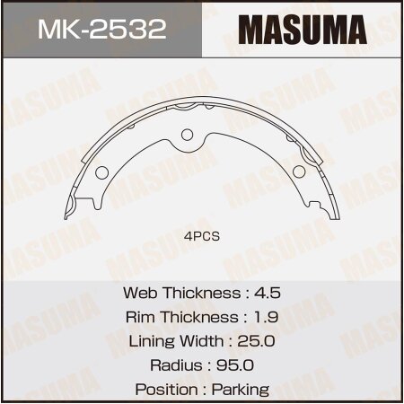 Brake shoes Masuma, MK-2532