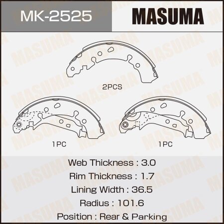 Brake shoes Masuma, MK-2525