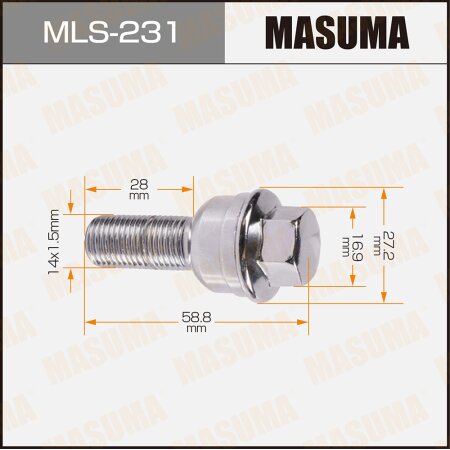 Wheel bolt Masuma M14x1.5(R) , MLS-231