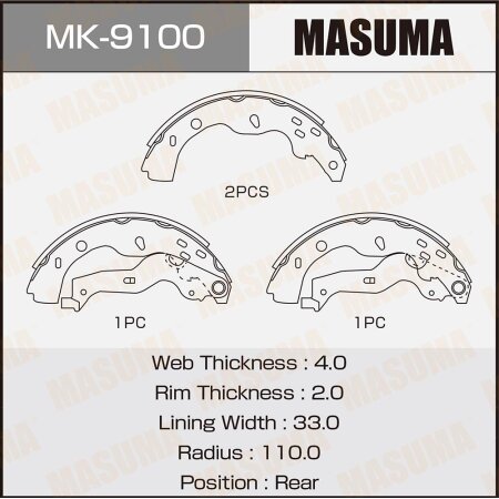 Brake shoes Masuma, MK-9100