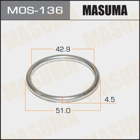 Exhaust pipe gasket Masuma 43х51.5х4 (set of 5pcs), MOS-136