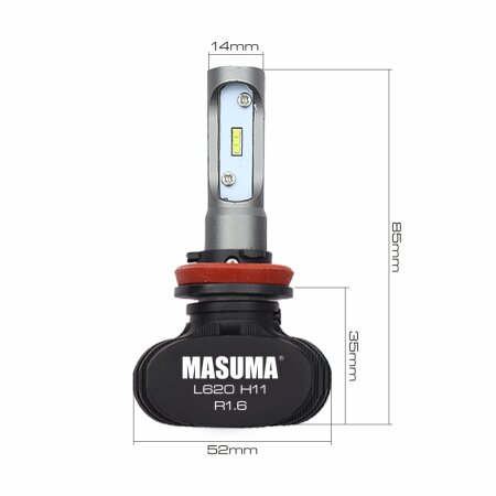 LED bulb Masuma, H11 6000K 4000Lm PGJ19-2 (S1 series), L620