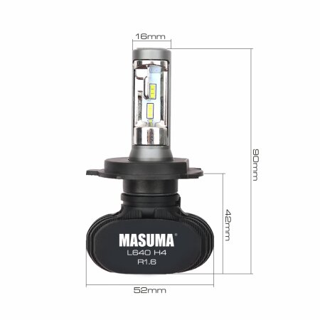 LED bulb Masuma, H4 6000K 4000Lm P43T (S1 series), L640