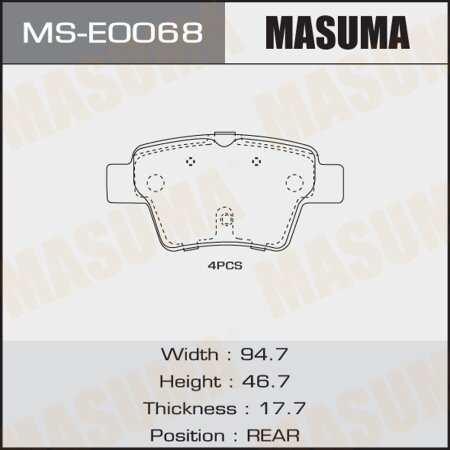 Brake pads Masuma, MS-E0068