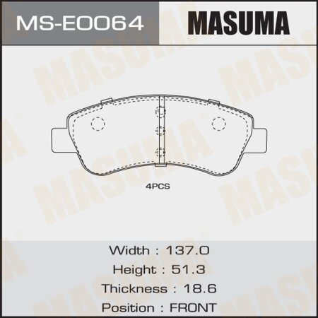 Brake pads Masuma, MS-E0064