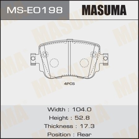 Brake pads Masuma, MS-E0198