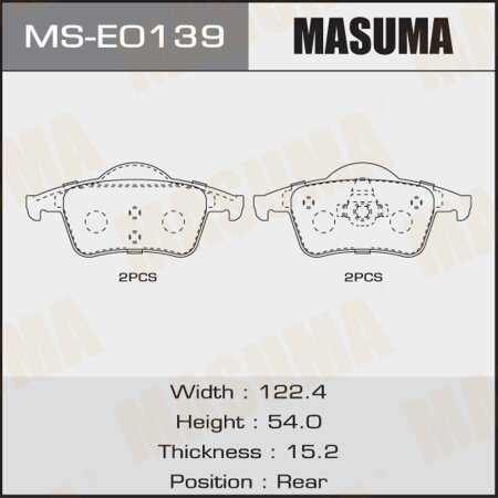 Brake pads Masuma, MS-E0139