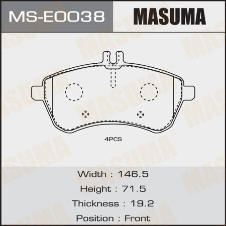 Brake pads Masuma, MS-E0038