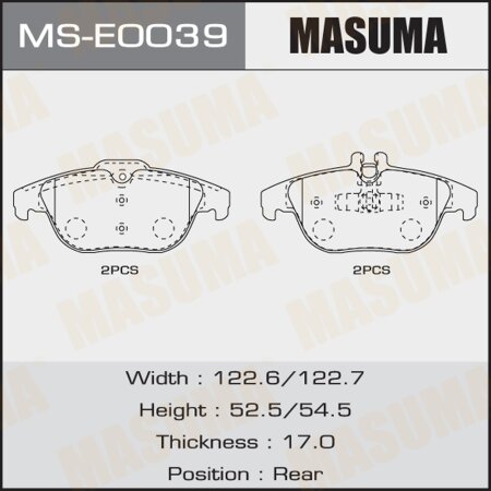 Brake pads Masuma, MS-E0039