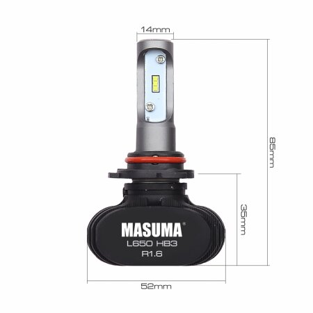 LED bulb Masuma, HB3 6000K 4000Lm P20d (S1 series), L650