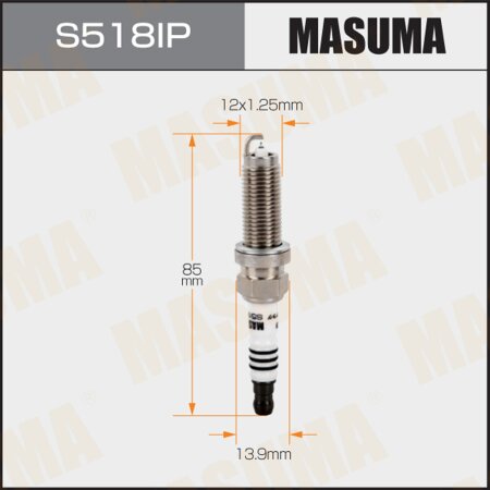 Spark plug Masuma iridium+platinum ILZKAR8J8SY(ILZKAR8H8S), S518IP