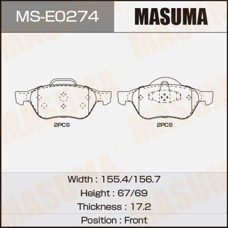 Brake pads Masuma, MS-E0274