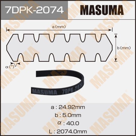 Drive V-Ribbed belt Masuma, 7DPK-2074