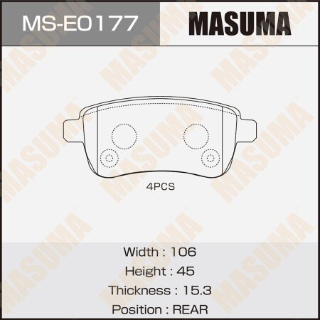 Brake pads Masuma, MS-E0177