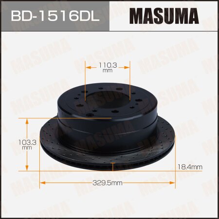 Perforated brake disc Masuma LH, BD-1516DL