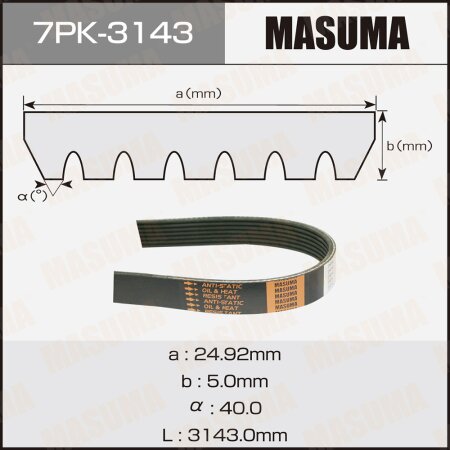 Drive V-Ribbed belt Masuma, 7PK-3143