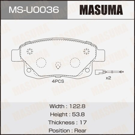 Brake pads Masuma, MS-U0036