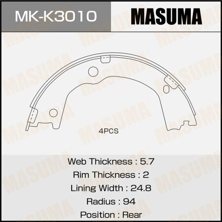 Brake shoes Masuma, MK-K3010