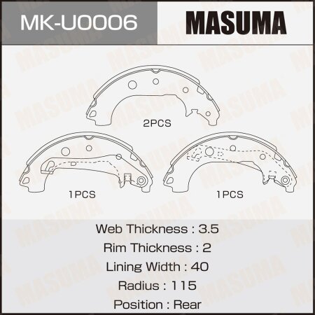 Brake shoes Masuma, MK-U0006