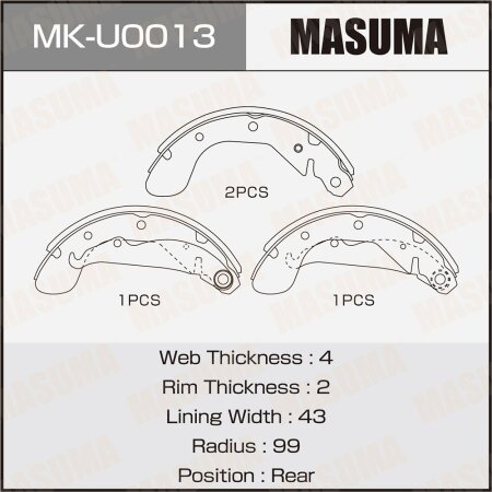 Brake shoes Masuma, MK-U0013